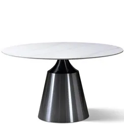 Стол Yoda Ø135 см, белая керамика, черная ножка