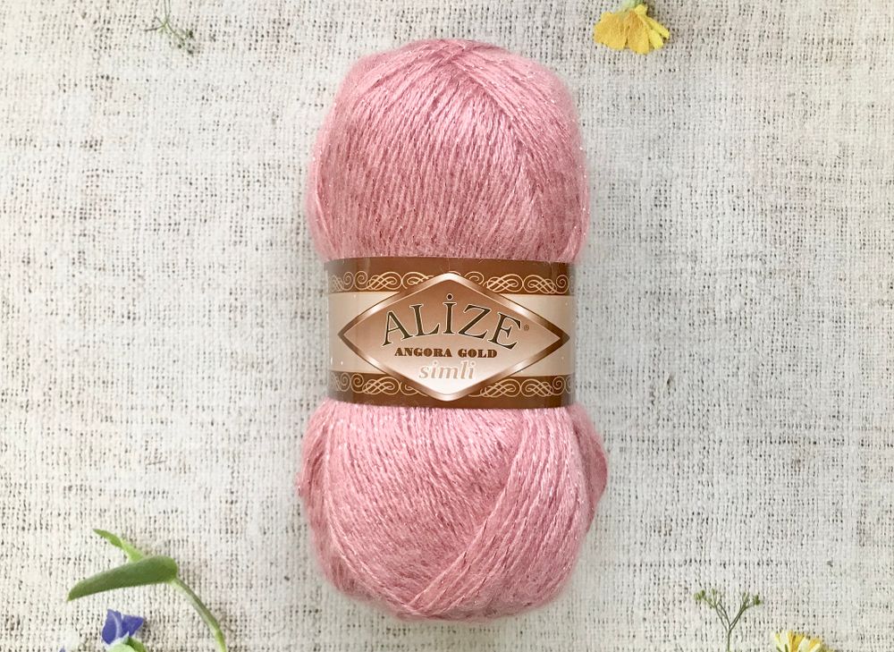 Пряжа ALIZE &quot;Angora Gold Simli&quot;. 144 тёмная пудра