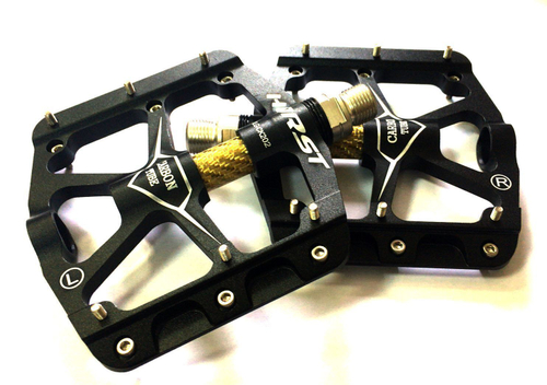 Педали HORST алюминий H200 широкие ось Cr-Mo+CARBON с 1 герм. промподш.+1 DU. 99*101*11мм 300г черные