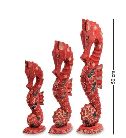 Decor and Gift 10-017 Фигурка «Морской конек» набор из трех 50,40,30 см (батик, о.Ява)