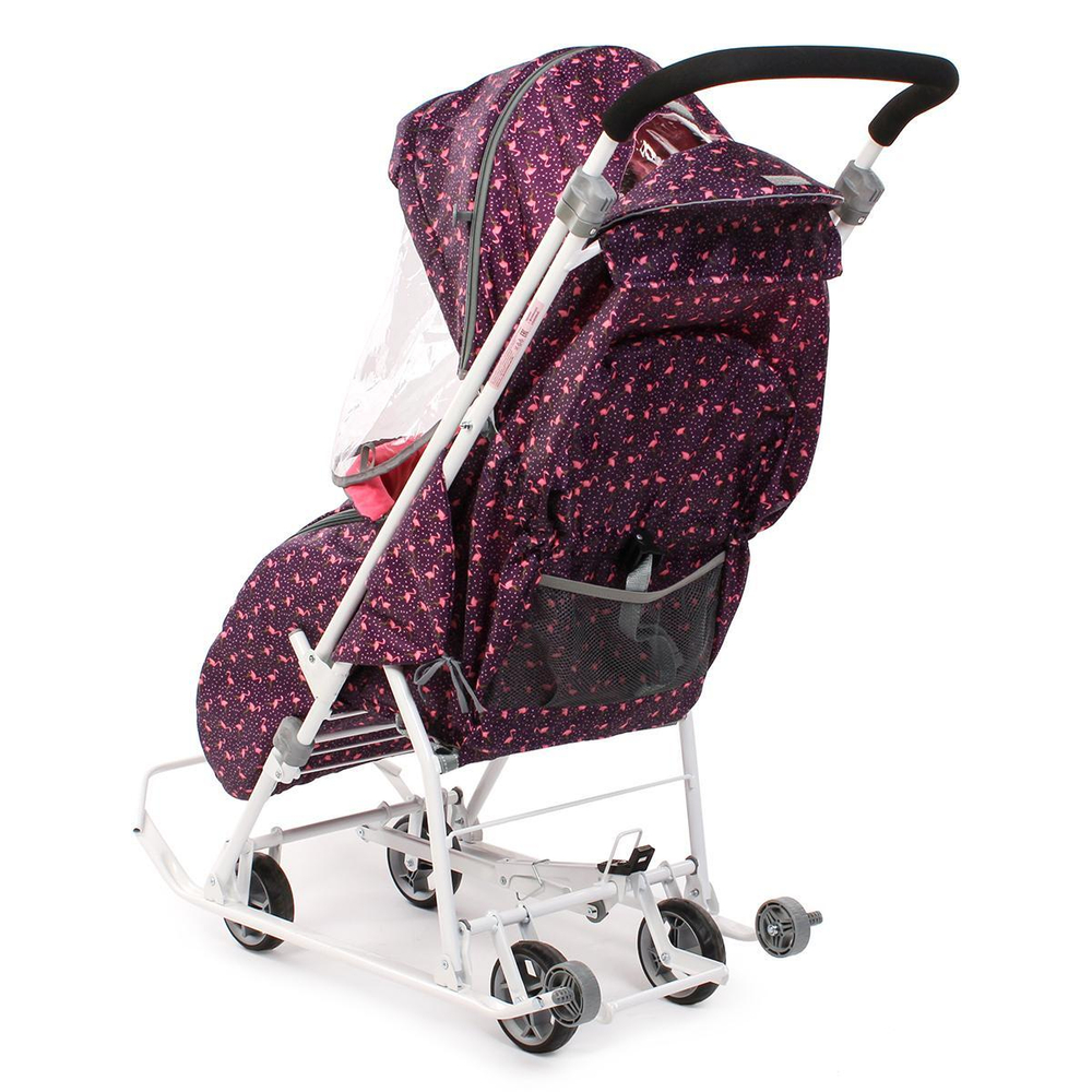 Санки-коляска "Наши Детки 3-1К" с фламинго сливовый