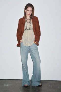 ZARA ЖАККАРДОВЫЙ ТОП НА БРЕТЕЛЯХ — ZW COLLECTION, ЖЕМЧУЖНО-СЕРЫЙ