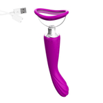 Фиолетовый вибратор с вакуумной чашей Alon - 22 см. (Цвет: фиолетовый)