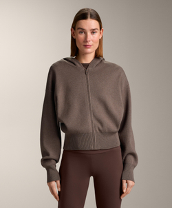 Oysho Вязаная куртка с капюшоном, серо-коричневый