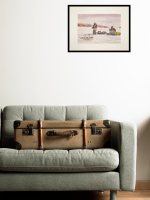 Картина авторская акварельная в паспарту 30х40 см на стену для интерьера "Зимняя рыбалка"