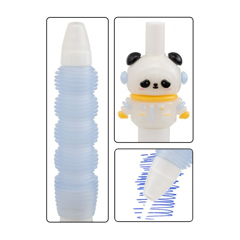 Ручка гелевая, пиши-стирай, автоматическая, Basir, синие чернила, серия "Панда космонавт", с игрушкой, 36 шт