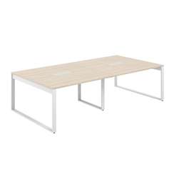 AG.2814.AR.72.WH / Стол для переговоров 2800х1438х750 / профиль О-образный: 70х20 белый; лючок: серебро; столешница: ак.равелло