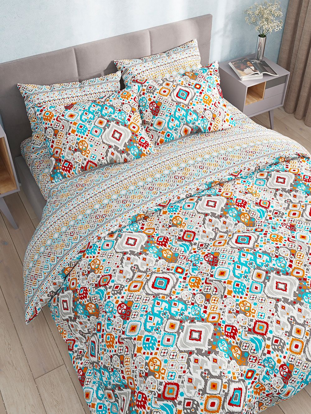 Пододеяльник Сказка "Восточная фантазия/Восточная фантазия (компаньон)" 2-сп 175х215 см на молнии , перкаль