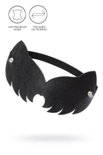 Черная закрытая кожаная маска с ушками кошки