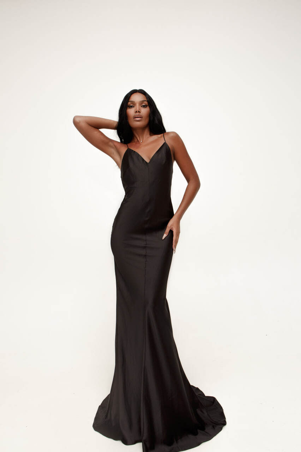 Платье комбинация в пол, черный