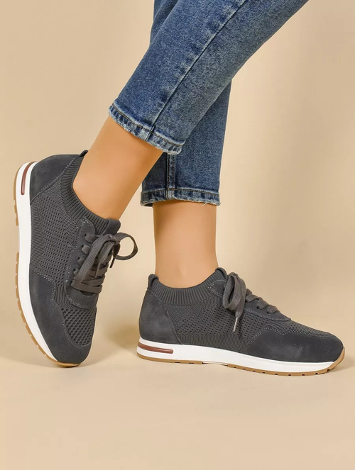 Кроссовки нат. замша (36-41)р. / шт. HL-134-GREY