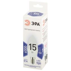 Лампа светодиодная ЭРА STD LED B35-15W-860-E14 E14 15 Вт свеча холодный дневной свет | Лампы cветодиодные Свеча (B/C)