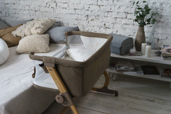 Кровать люлька Jane Baby Side приставная с комплектом постельного белья Iris