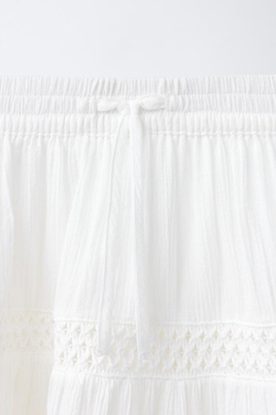 ZARA РОМАНТИЧНАЯ ЮБКА С ПАНЕЛЯМИ И КРУЖЕВОМ, БЕЛЫЙ