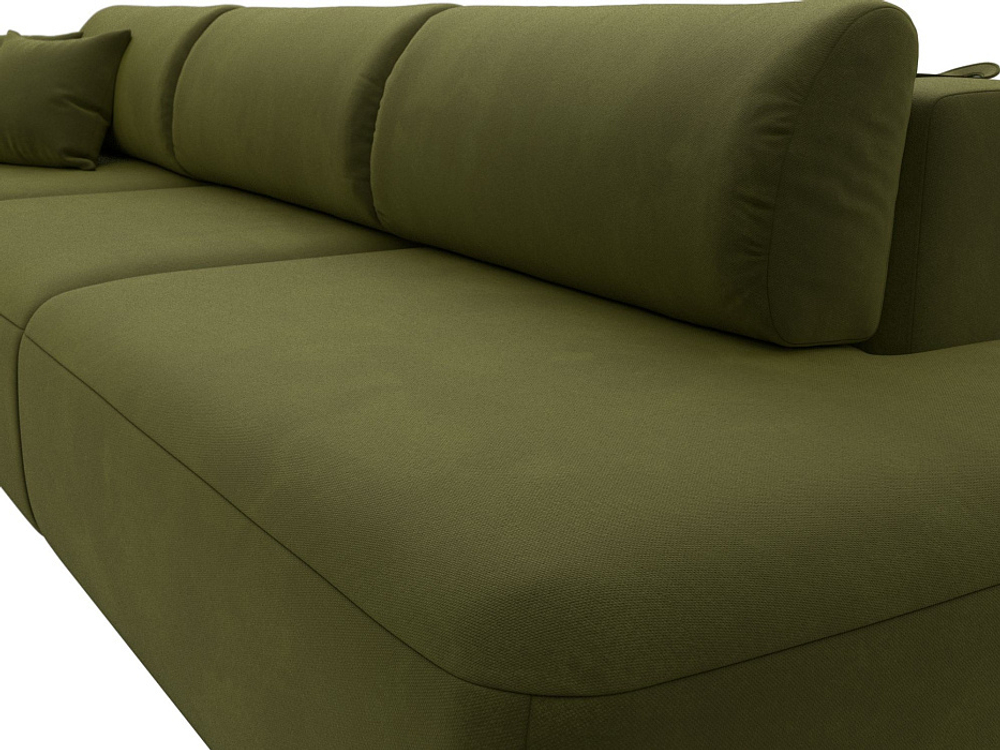 Диван прямой Лига-036 НПБ Модерн Лонг подлокотник слева МИКРОВЕЛЬВЕТ Зеленый
