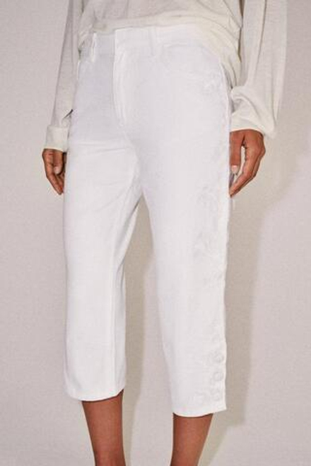 ZARA ДЖИНСЫ КАПРИ СО СРЕДНЕЙ ПОСАДКОЙ И ВЫШИВКОЙ — ZW COLLECTION, ЭКРЮ