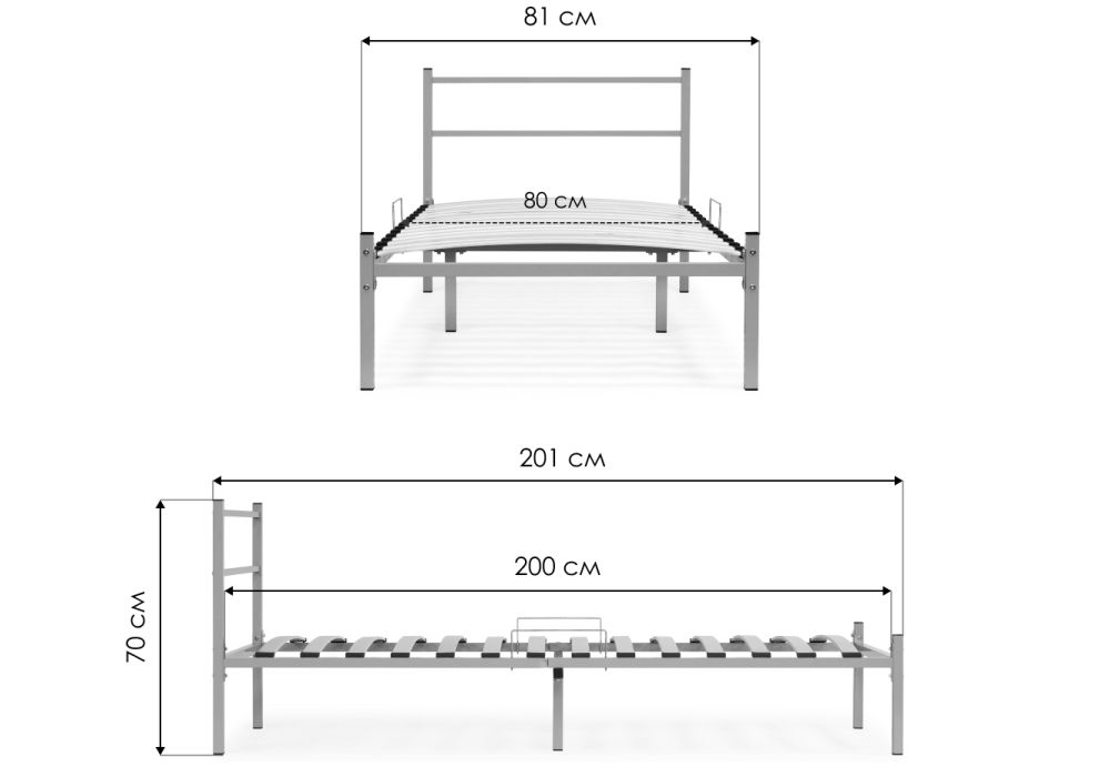 Односпальная кровать Фади 80х200 серая