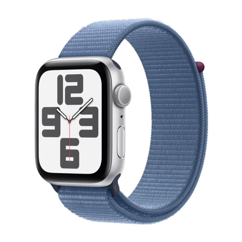 Apple Watch SE 2023 44mm Silver Aluminum Case with Winter Blue Sport Loop