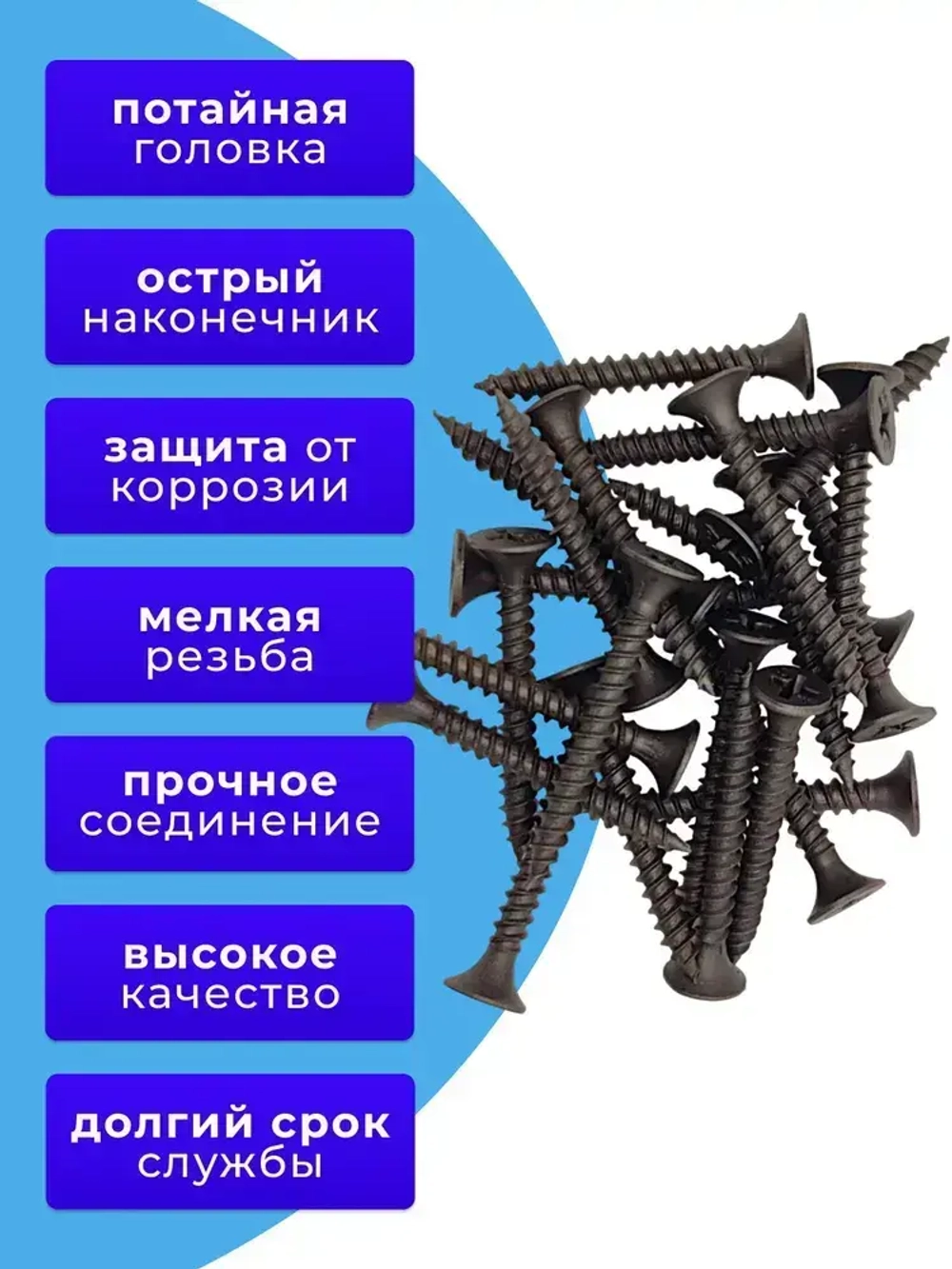 Саморезы по металлу 3,5x32 для крепления ГКЛ черный 1кг