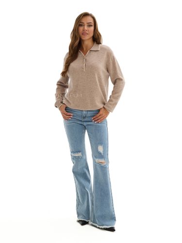 Темно-бежевое поло с длинным рукавом из шерсти