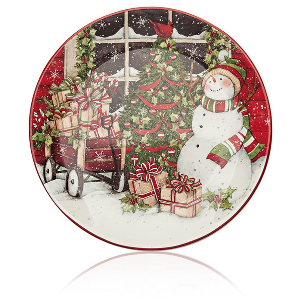 Блюдо круглое Certified Int. Сани снеговика 33см