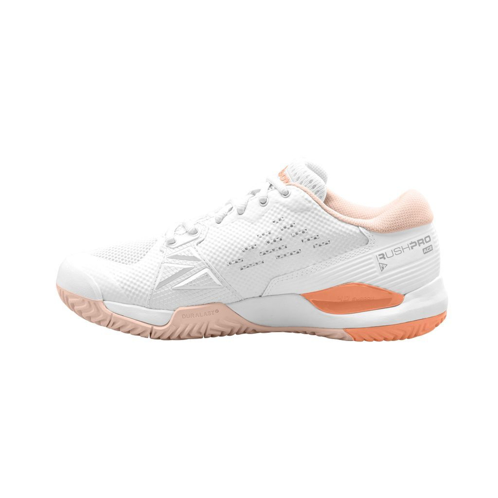 Женские Кроссовки теннисные Wilson Rush Pro Ace W - white/cantaloupe/scallop shell