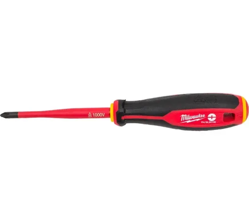 Отвертка диэлектрическая VDE PH/SL2 x100 трехгранная рукоятка
