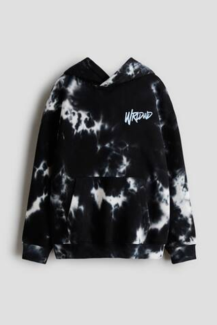 H&M Толстовка с капюшоном и принтом, черный