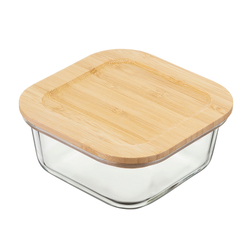 Набор квадратных контейнеров 3шт Smart Solutions с бамбуковыми крышками