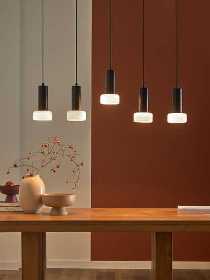 Светильник подвесной каскадный fungus, D15х25 см, 5 плафонов, белый/черный