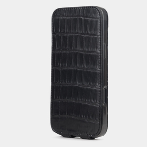 Чехол iPhone 16 Pro Max натуральная кожа аллигатора, черного цвета