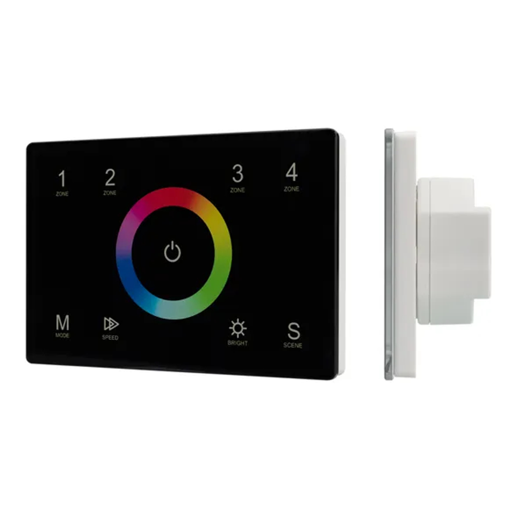 Панель Sens SMART-P83-RGB Black (230V, 4 зоны, 2.4G) (Arlight, IP20 Пластик, 5 лет) 028403