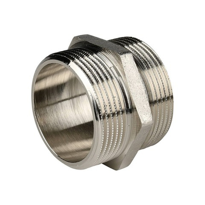 Ниппель STOUT SFT 0004 - 1"1/2 (для стальных труб, латунь никелированная)