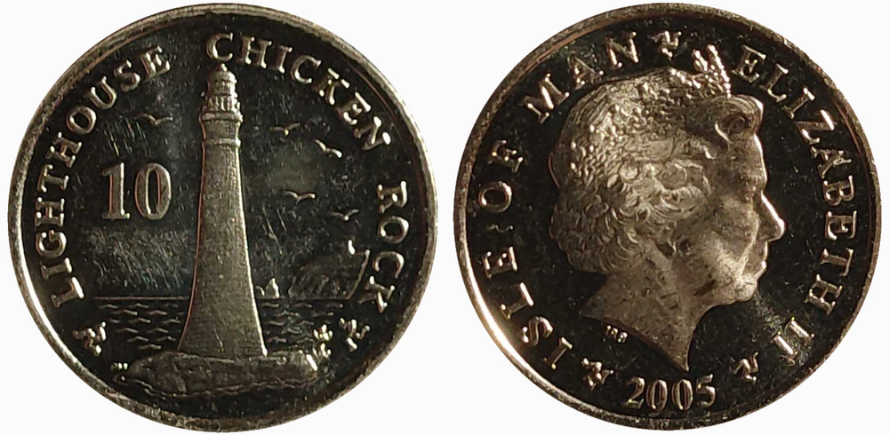 Остров Мэн 10 пенсов, 2005 Маяк aUNC