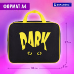 Папка на молнии с ручками BRAUBERG А4 1 отделение полиэстер 80 мм "Dark cat" (2 штуки в упаковке)