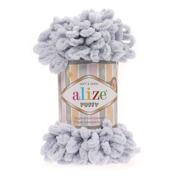 Пряжа Alize (Ализе) Puffy / уп.5 мот. по 100 г, 9м, 416 серый А