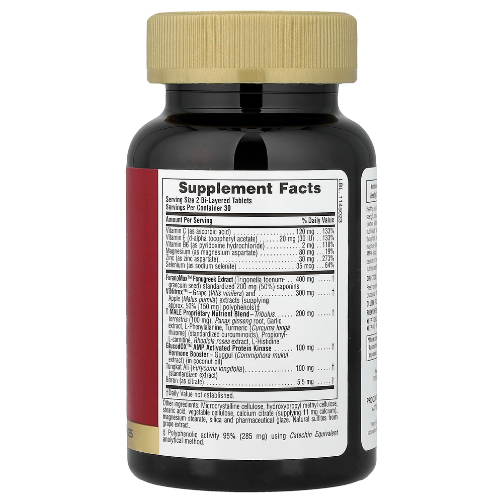 NaturesPlus, Ultra T-Male®, добавка тестостерона для мужчин, максимальная сила действия, 60 двухслойных таблеток