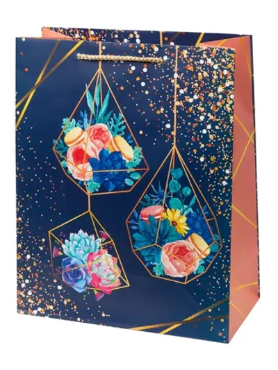 Бумажный пакет для сувенирной продукции с ламинацией, с шириной основания 26 cм, плотность бумаги 140 г/м2 / 26*32,4*12,7см арт.87970