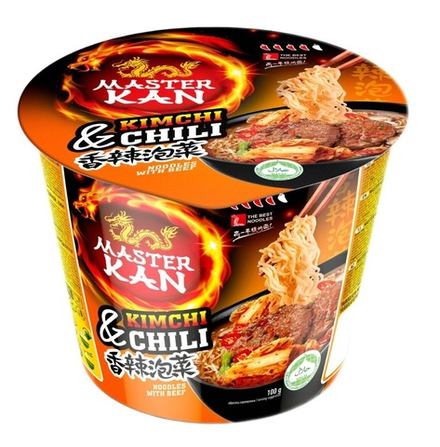 Master Kan Лапша быстрого приготовления, Chilli kimchi, 100гр, (чашка), блок 12шт., Мастер Кан