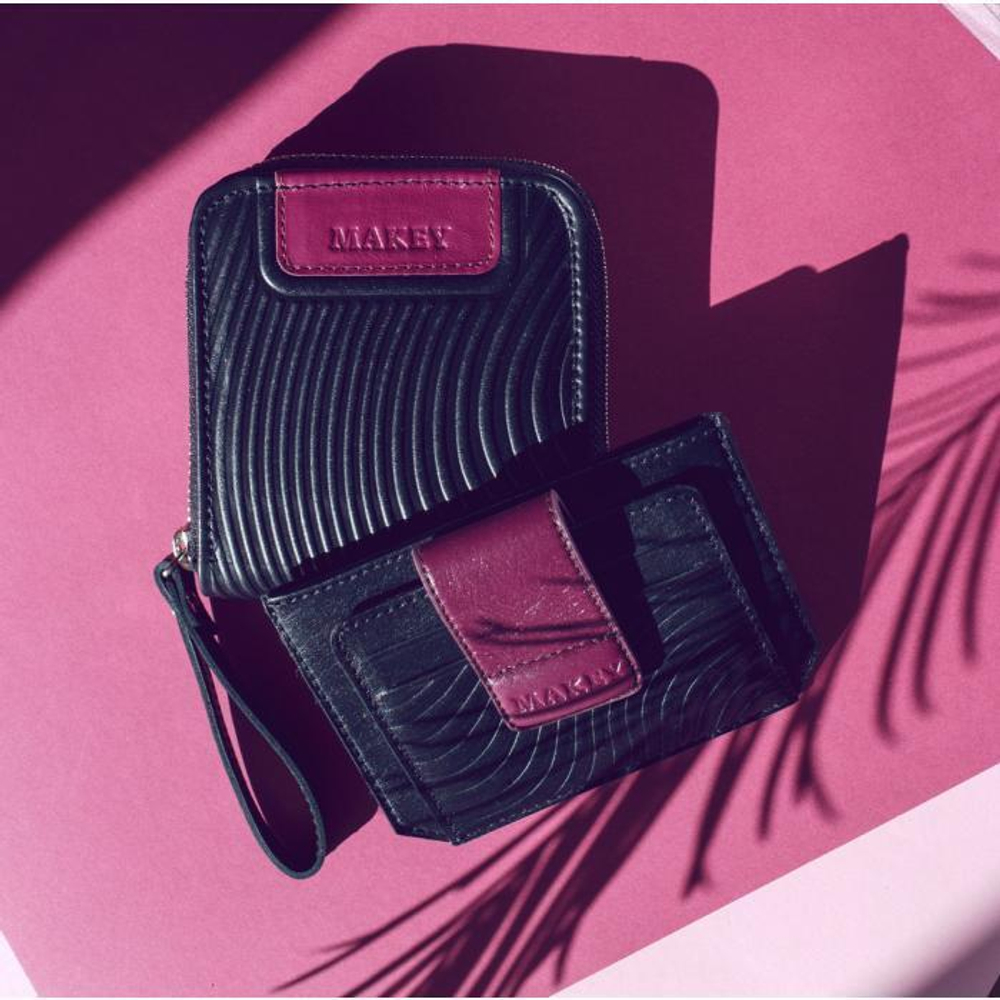 Кошелёк «Waves». Цвет черный-фуксия