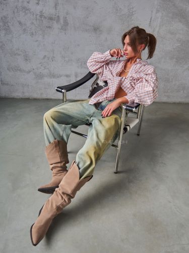 Широкие хлопковые джинсы-трансформеры