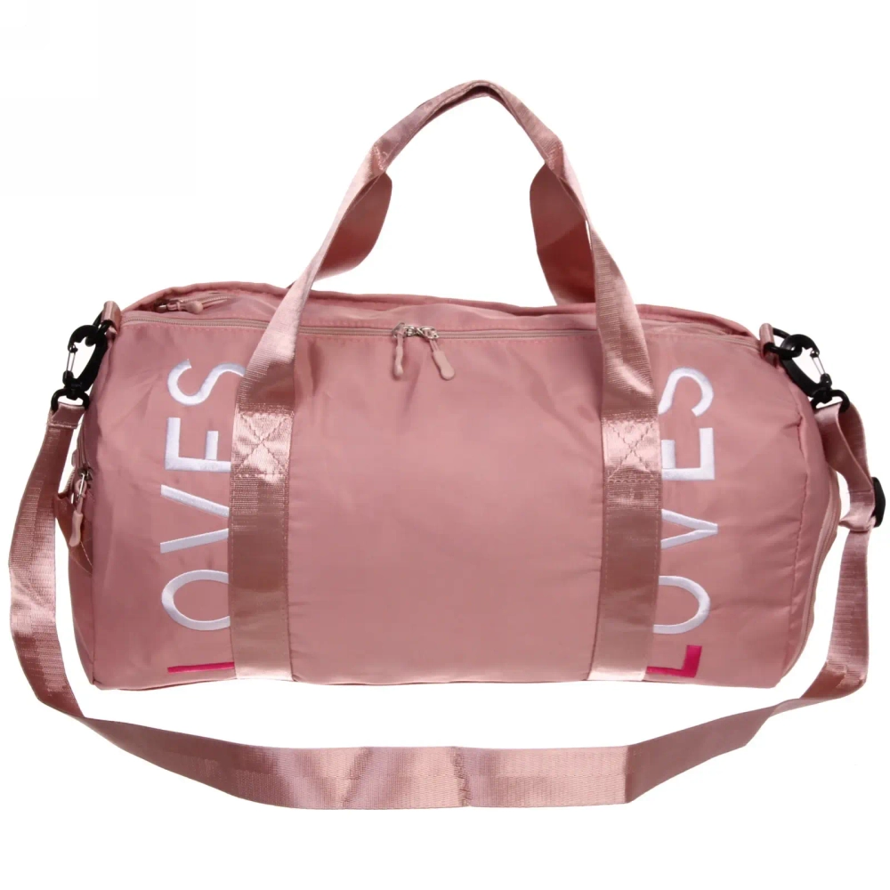 Сумка спортивная «Sport Loves», водонепроницаемый отдел + 2 кармана+отдел под обувь, цвет пудровый, 42*24*18 см