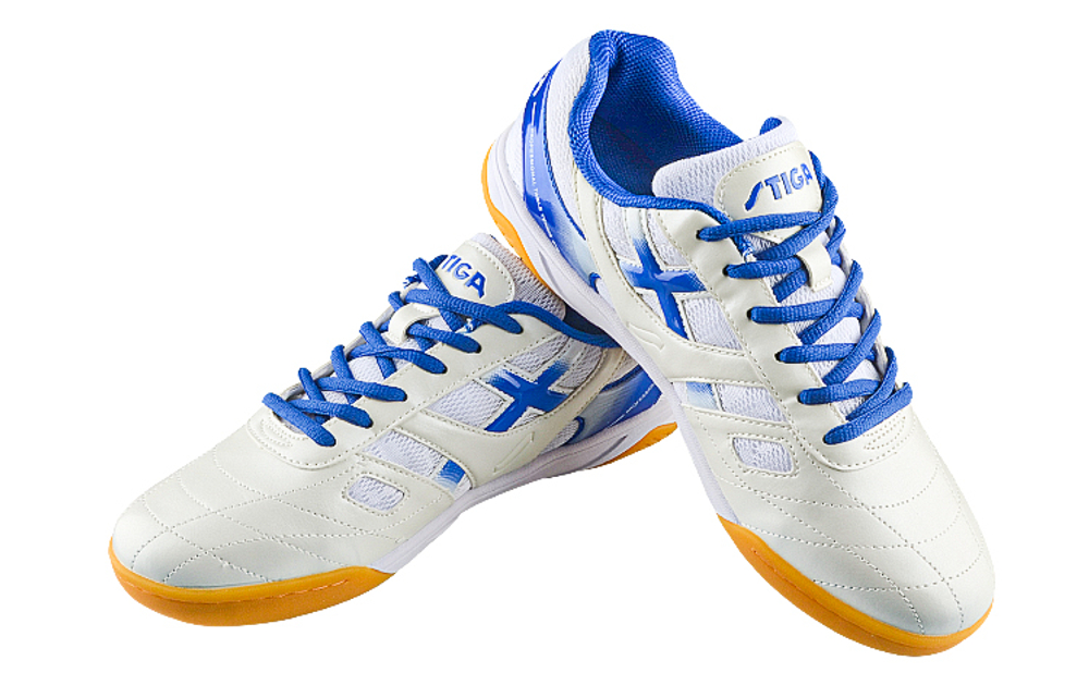 Stiga Slip Resistant, Abrasion Resistant, Breathable Low top Table Tennis Shoes Unisex White Blue