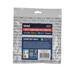 ULS-M13-2835-120LED-m-8mm-IP20-DC12V-9.6W-m-5M-4000K PROFI Гибкая светодиодная лента на самоклеящейся основе. Катушка 5м. в герметичной упаковке. Белый свет4000К. ТМ Uniel.