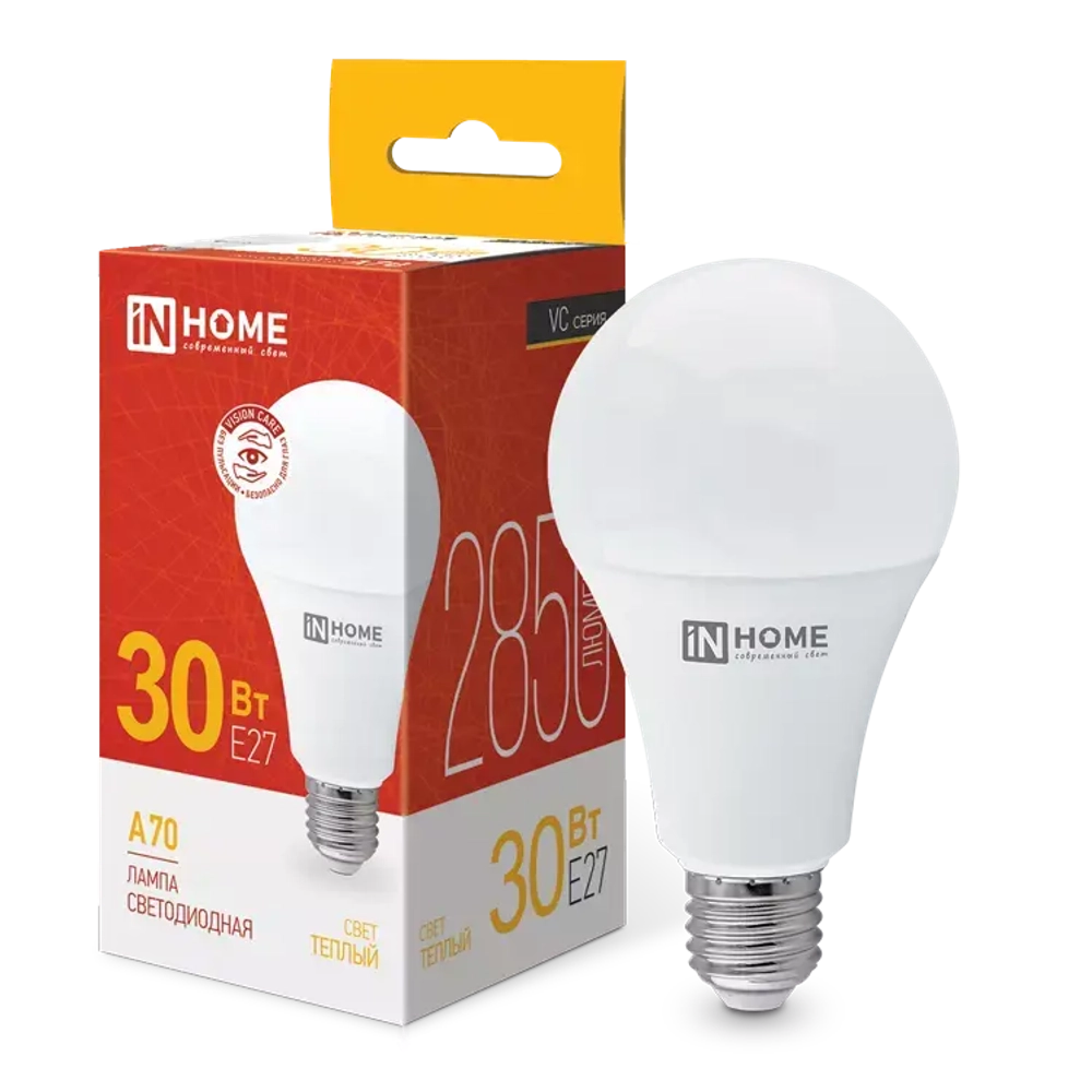 Лампа светодиодная LED-A70-VC 30Вт 230В Е27 3000К ТЕПЛЫЙ 2850Лм IN HOME РАСПРОДАЖА