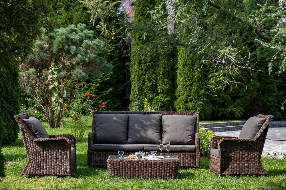 "Гляссе" лаунж-зона из искусственного ротанга, цвет коричневый