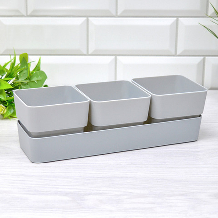 Кашпо Фиори Трио 0,45л*3 Серый жемчуг ВМС