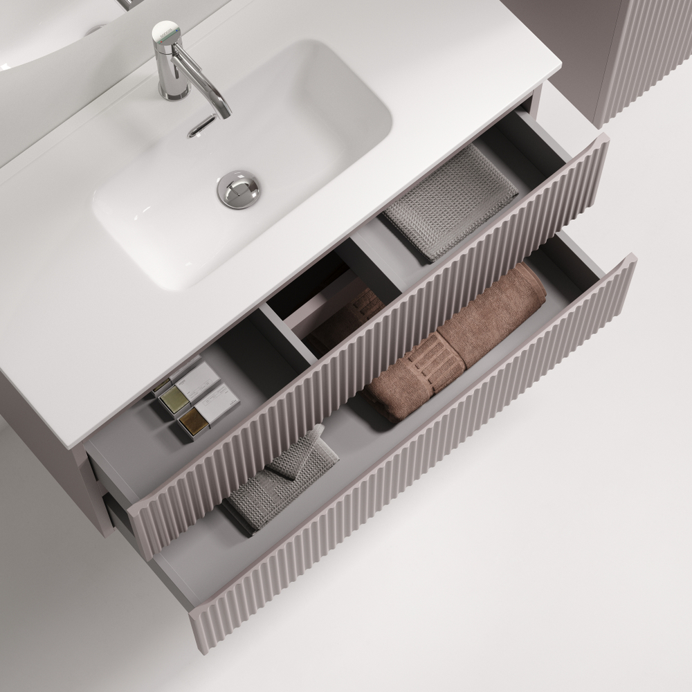 Тумба подвесная SANCOS Snob R 890х390х500, c двумя ящиками оснащенными доводчиками, Doha Soft, арт.SNR90/39SM