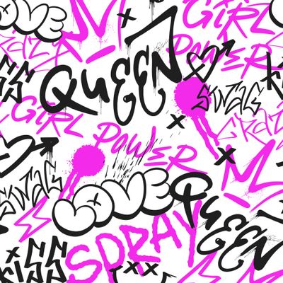 Яркий розовый граффити паттерн королева queen девочки женщины девушки