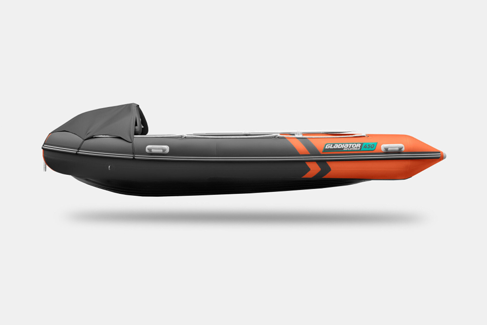 Надувная лодка GLADIATOR E450PRO оранжево-темносерый